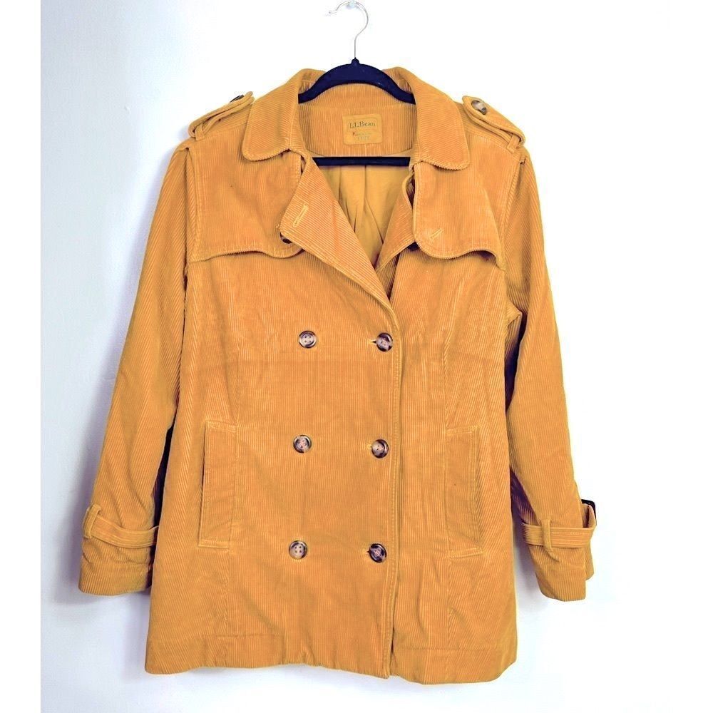 **** Vintage L.L. Bean Corduroy Double Breasted Coat (M100) - Picture 2 of 11
